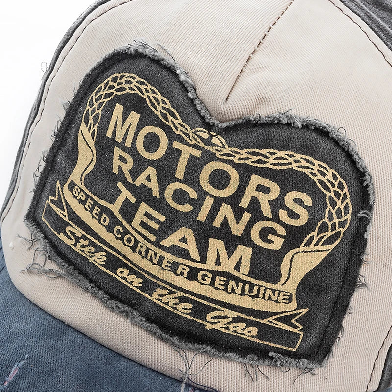 Washed Cotton Damage Baseball Cap Motor Snapback Hat Hip Hop Dad Hats Men Women Grinding Multicolor