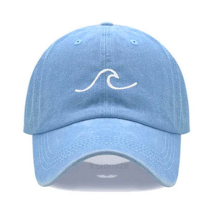 Men S Baseball Cap Women Washed Cotton Waves Embroidery Dad Hat Sport Golf Caps Man Sun Hats