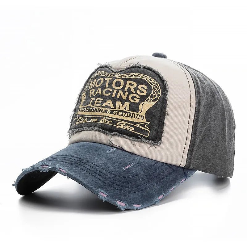 Washed Cotton Damage Baseball Cap Motor Snapback Hat Hip Hop Dad Hats Men Women Grinding Multicolor