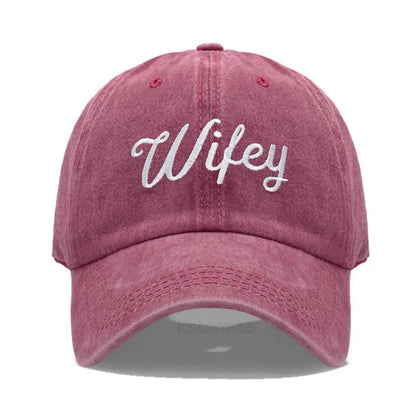 Embroidered Wifey Hubby Hat Soft Cotton Adjustable Couple Baseball Cap Men Women Wholesale