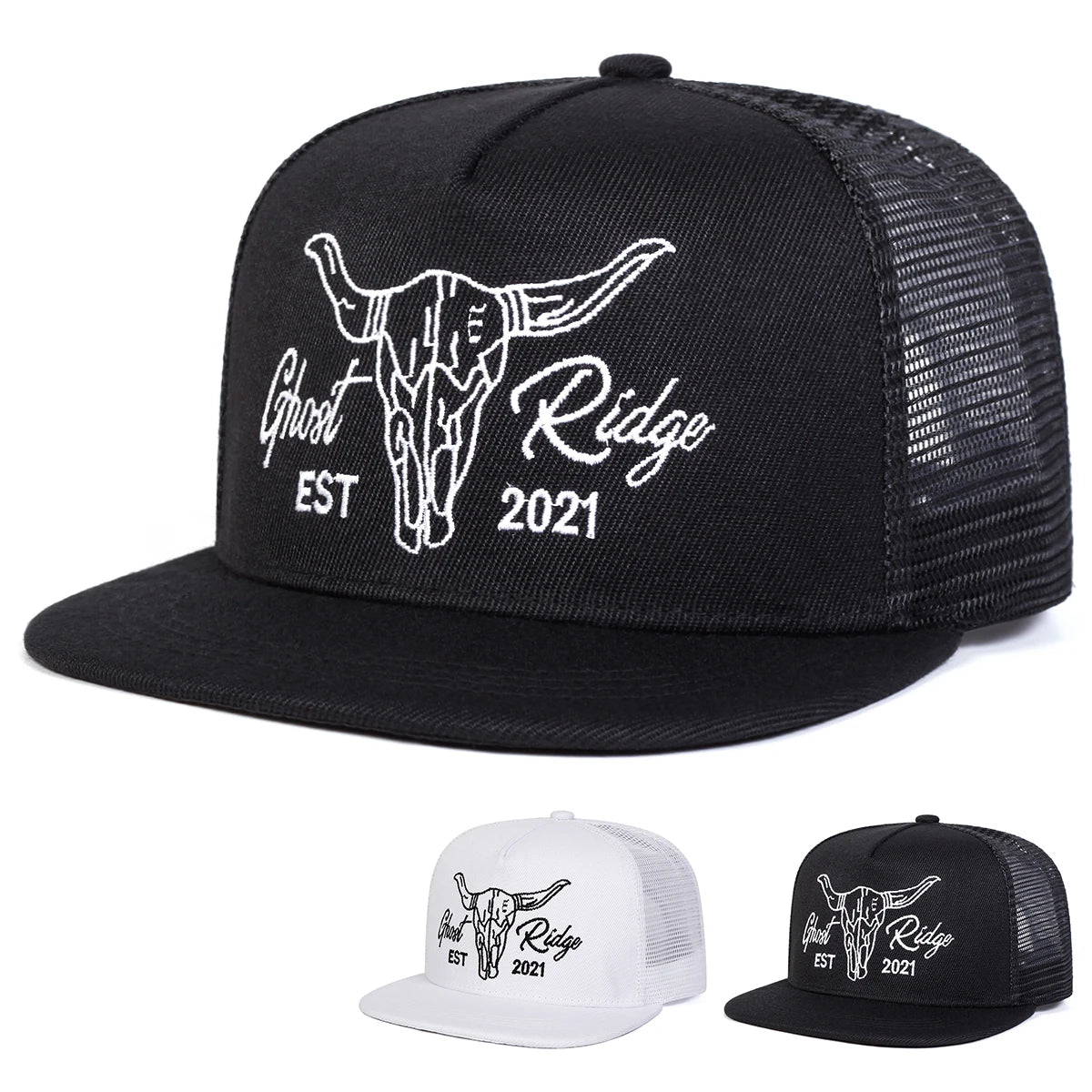 Unisex Ox Head Letter Embroidery Hip-Hop Net Hats Spring Summer Outdoor Adjustable Casual Baseball