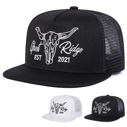 Unisex Ox Head Letter Embroidery Hip-Hop Net Hats Spring Summer Outdoor Adjustable Casual Baseball