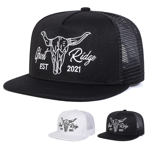 Unisex Ox Head Letter Embroidery Hip-Hop Net Hats Spring Summer Outdoor Adjustable Casual Baseball