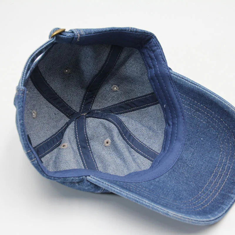 55-58cm Denim Cotton Baseball Cap Cowboy Jean Hat Dad Trucker Outdoor Sport Adjustable Snapback Men