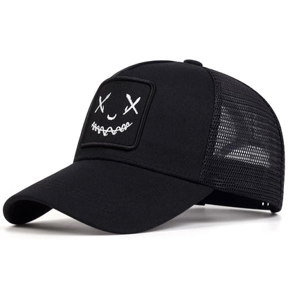 Unisex Xx Smiling Face Embroidery Baseball Net Caps Spring Summer Outdoor Adjustable Casual Hats