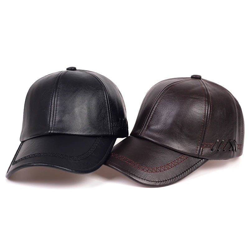 Solid Winter Leather Baseball Cap Men Snapback Autumn Warm Black Caps Women Bone Masculino Mens Hats