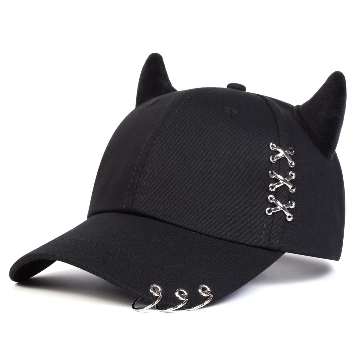 Unisex Xxx Iron Ring Bull Horn Personality Baseball Caps Spring Autumn Outdoor Adjustable Casual