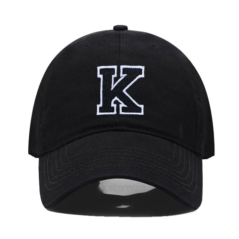 Initial Letter A-Z Embroider Baseball Cap Men Womne Soft Cotton Team Sport Visors Snapback Caps