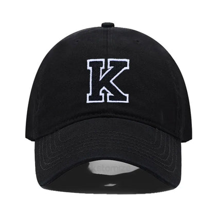 Initial Letter A-Z Embroider Baseball Cap Men Womne Soft Cotton Team Sport Visors Snapback Caps