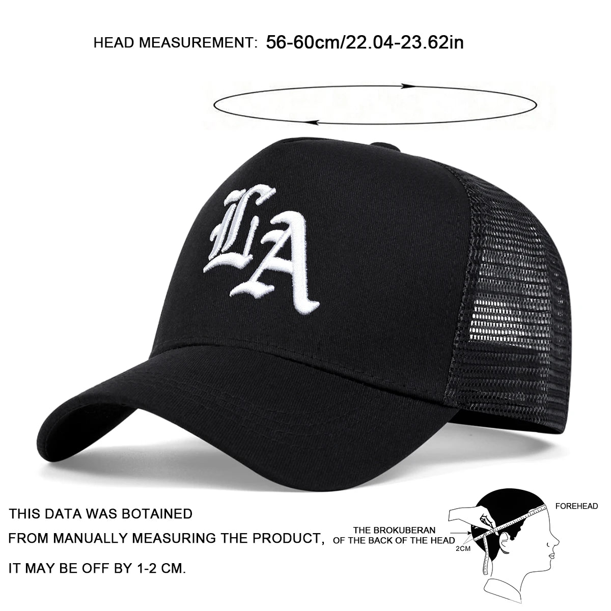 Unisex La Letter Embroidery Baseball Net Caps Hip Hop Cap Spring Summer Outdoor Adjustable Casual