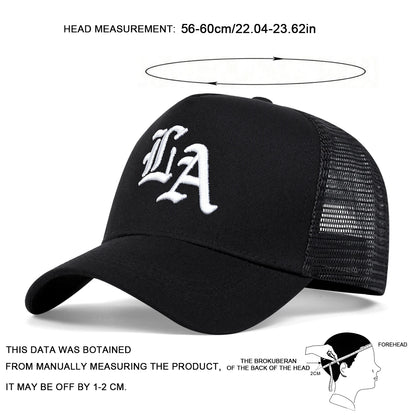 Unisex La Letter Embroidery Baseball Net Caps Hip Hop Cap Spring Summer Outdoor Adjustable Casual