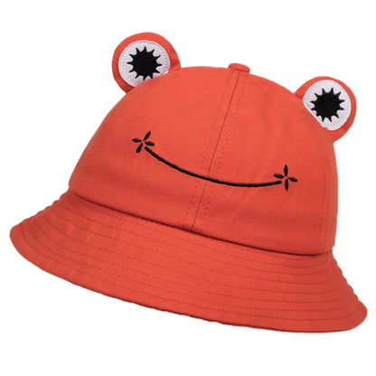Cute Frog Bucket Hats Women Hat Summer Outdoor Sun Fishing Cap Cotton Wild Panama
