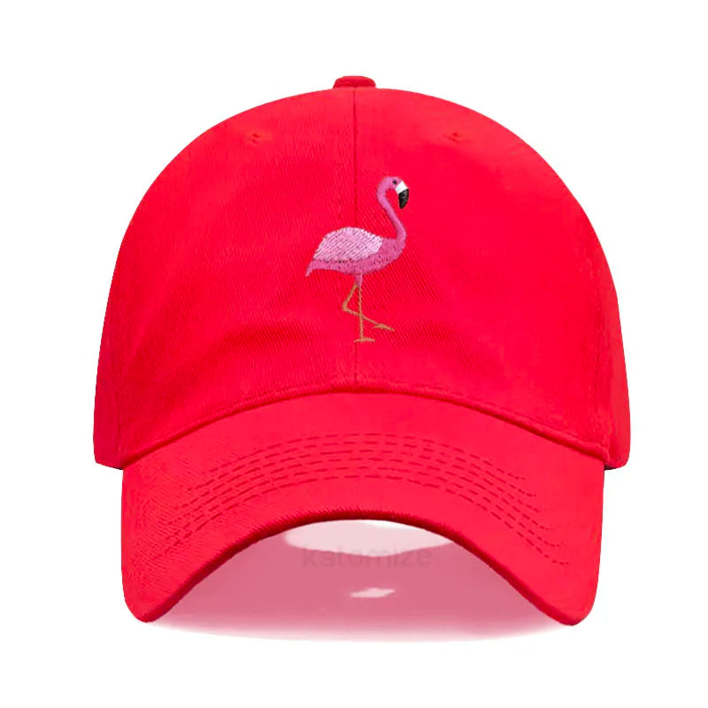 Animal Embroidery Flamingo Baseball Caps Men Women Retro Soft Washed Cotton Dad Hat Snapback Cap