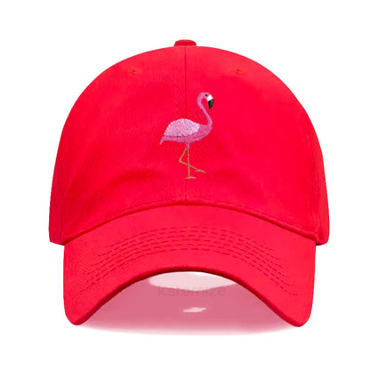 Animal Embroidery Flamingo Baseball Caps Men Women Retro Soft Washed Cotton Dad Hat Snapback Cap