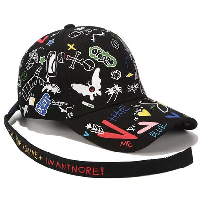 Graffiti Printing Baseball Cap Outdoor Cotton Casquatte Hat Men Women Summer Caps Adjustable Letter
