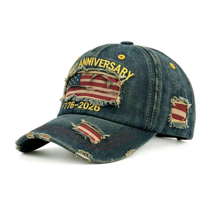 250th Anniversary Twill Baseball Cap Denim America Flag Jean Unisex Sun Hat Visor