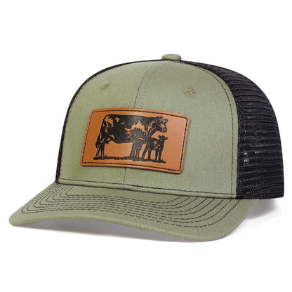 Unisex Brown Cow Leather Label Baseball Net Caps Spring Summer Outdoor Adjustable Casual Hats