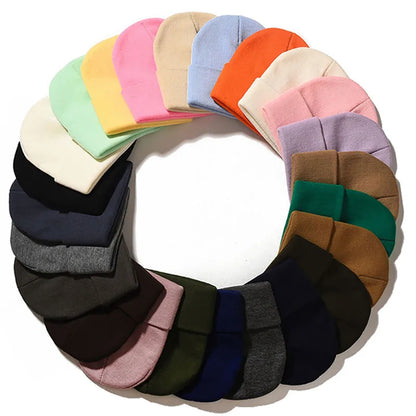 24 Colors Unisex Beanie Hat Men Women Winter Knit Caps Soft Ski Hats - Soft