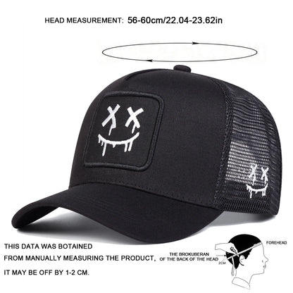 Unisex Xx Smiling Face Embroidery Baseball Net Caps Spring Summer Outdoor Adjustable Casual Hats