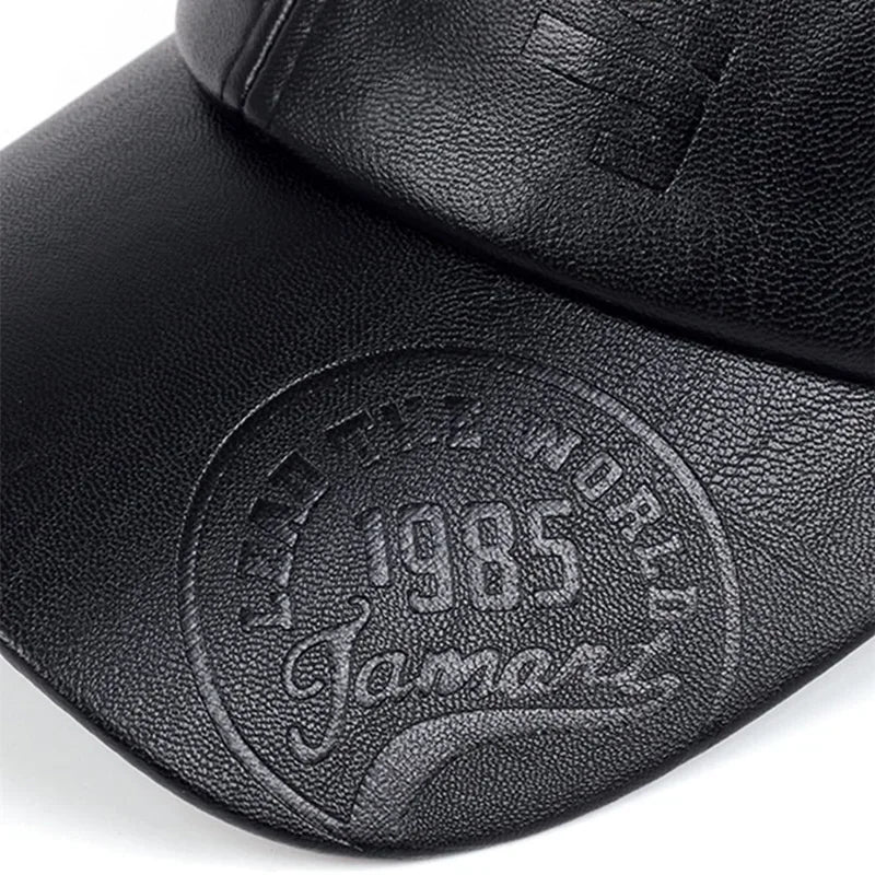 Unisex 1985 Letter Imprinting Leather Baseball Caps Spring Autumn Outdoor Adjustable Casual Hats