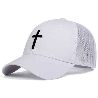 Unisex Cross Embroidery Baseball Net Caps Hip Hop Cap Spring Summer Outdoor Adjustable Casual Hats