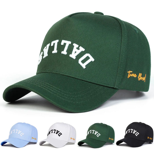 Unisex Dallas Letter Embroidery Baseball Caps Spring Autumn Outdoor Adjustable Casual Hats Hip Hop