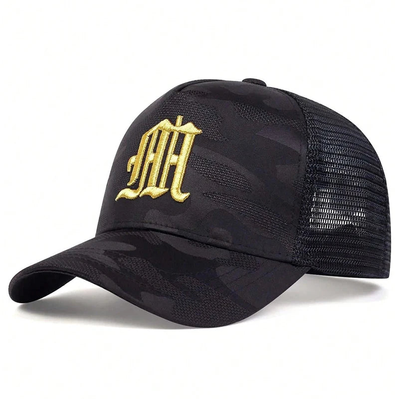 M Letter Camouflage Embroidery Baseball Net Caps Spring Summer Outdoor Adjustable Casual Hats