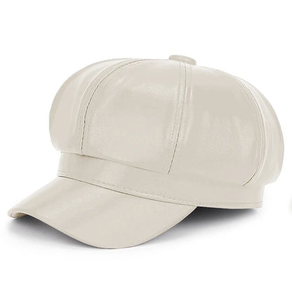 Women Pu Leather Berets Cap Hat Black Red Outdoor Adjustable Female Autumn Winter Casual Lady