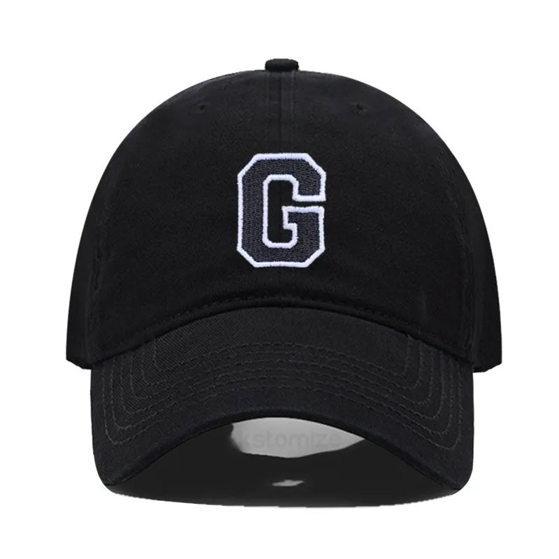 Initial Letter A-Z Embroider Baseball Cap Men Womne Soft Cotton Team Sport Visors Snapback Caps