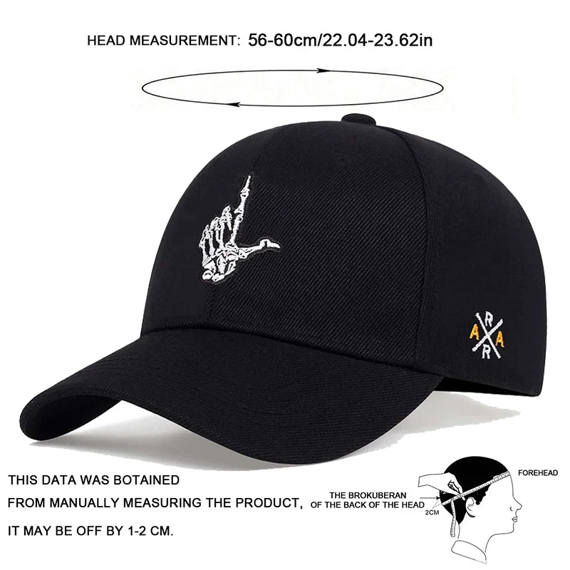Unisex Skeleton Fingers Embroidery Baseball Caps Spring Autumn Outdoor Adjustable Casual Hats