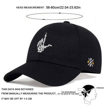 Unisex Skeleton Fingers Embroidery Baseball Caps Spring Autumn Outdoor Adjustable Casual Hats