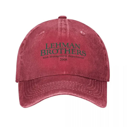 Retro Lehman Brothers Risk Management Department 2008 Trucker Hat Unisex Distressed Washed Headwear