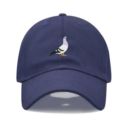 Pigeon Embroidery Baseball Cap Women Men Adjustable Soft Washed Cotton Dad Hat Unisex Classic Golf
