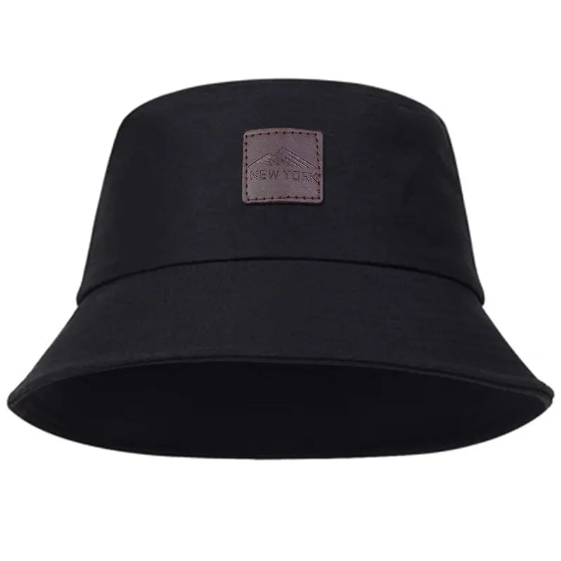Unisex York Leather Label Personality Bucket Hats Fishermen Caps Outdoor Casual Cap Sunscreen Hat