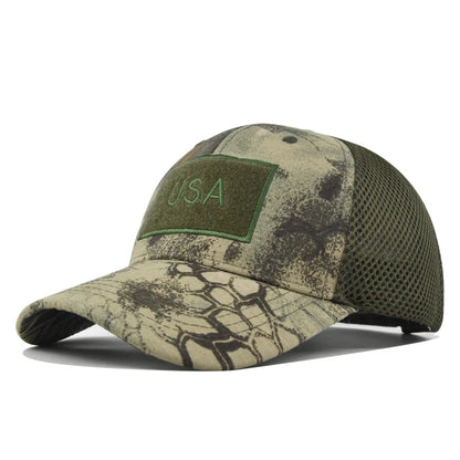 Adjustable Snapback Mesh Baseball Cap Outdoor Sports Breathable Sun Protection Hat Camouflage