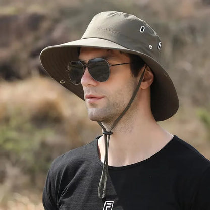 Waterproof Fisherman Hat Outdoor Summer Sun Anti UV Protection Breathable Mesh Camping Hiking Mountaineering Caps Mens Women