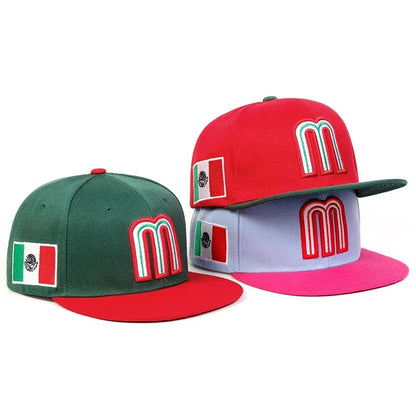 Unisex M Letter Side Brazilian Flag Embroidery Hip-Hop Hats Spring Autumn Outdoor Adjustable Casual