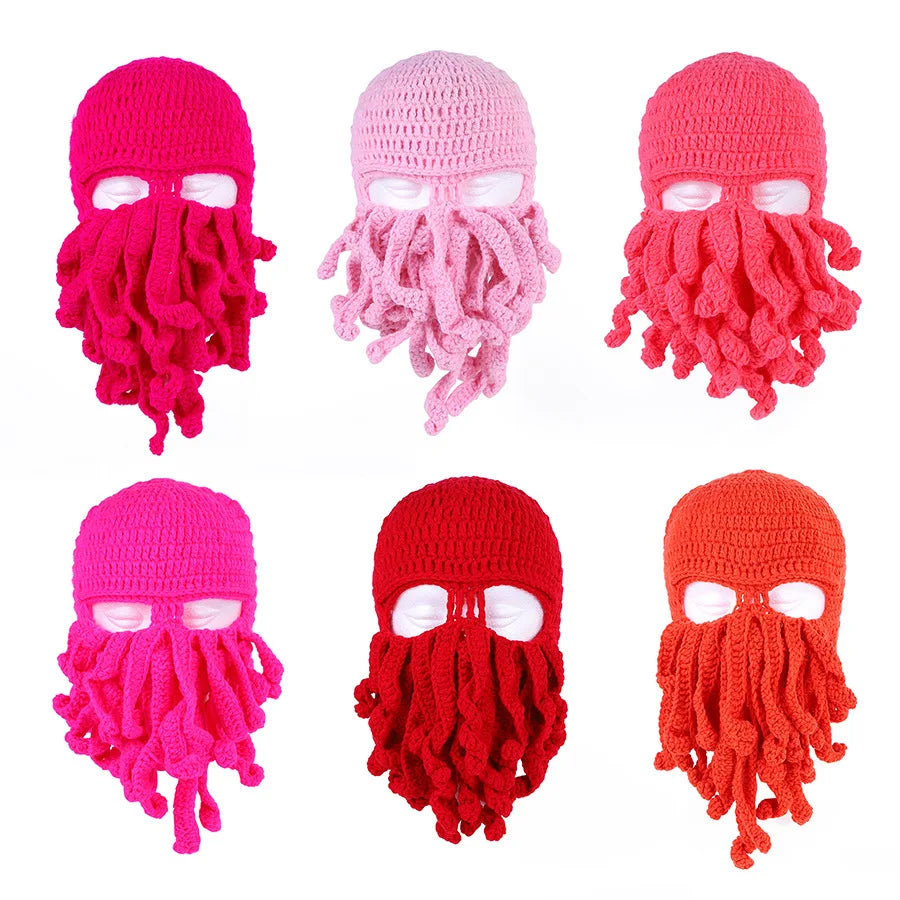 Handmade Tentacle Octopus Cotton Hat Crazy Party Squid Balaclava Winter Warm Skull Bean Men Best