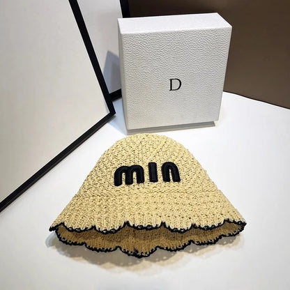 Designer Handmade Letter Bucket Hats Luxury High-End Sunshade Sun Hat Women Floppy Straw Beach