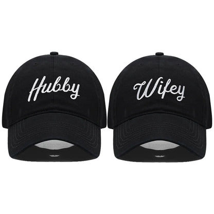 Embroidered Wifey Hubby Hat Soft Cotton Adjustable Couple Baseball Cap Men Women Wholesale