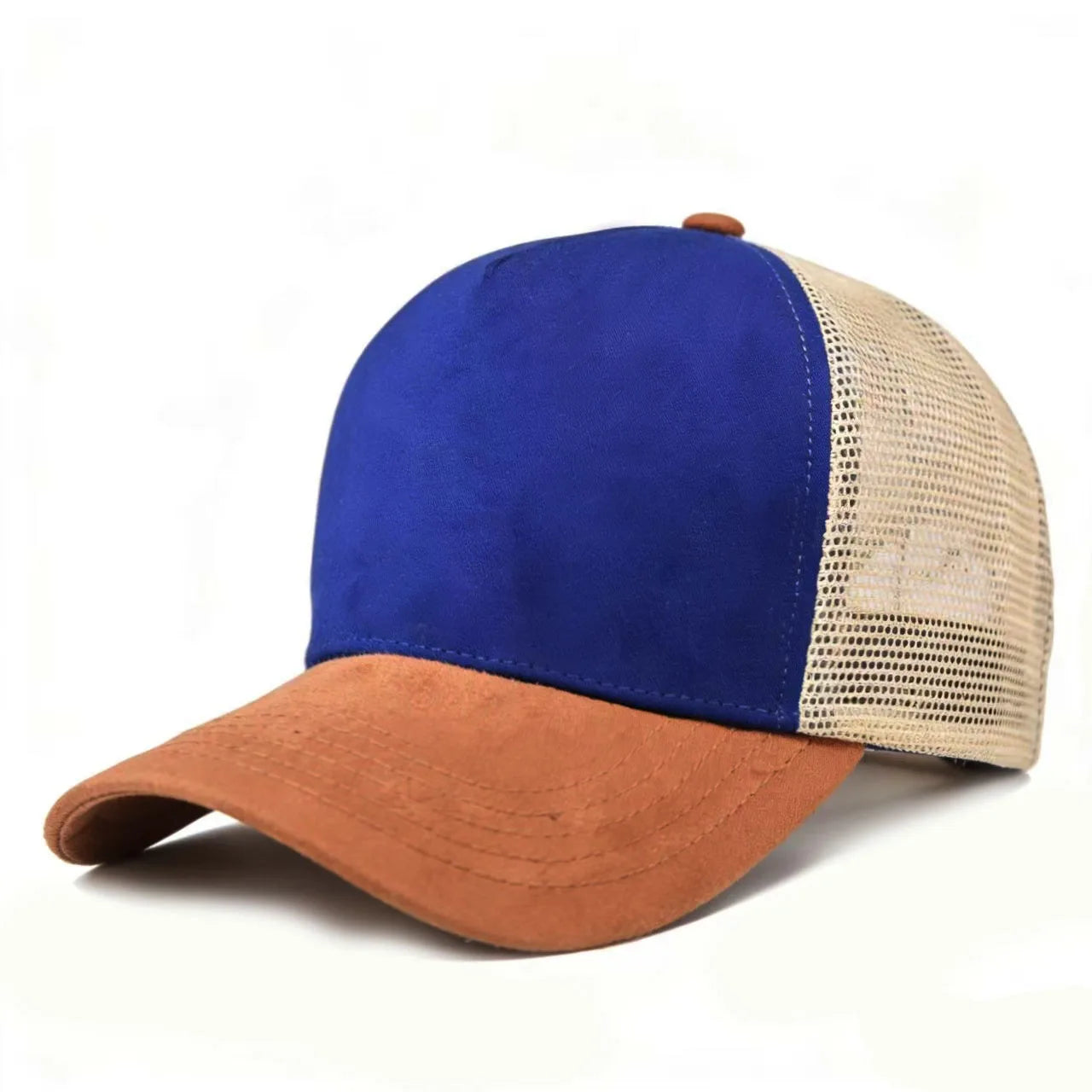 Summer Mesh Baseball Cap Women Men Solid Suede Patch Snapback Hat Casual Breathable Unisex Street