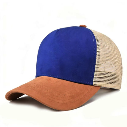 Summer Mesh Baseball Cap Women Men Solid Suede Patch Snapback Hat Casual Breathable Unisex Street