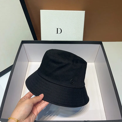 Japanese Niche Luxury Designer Letter M Bucket Hats Women's Summer Sunscreen Fisherman Hat Simple UV Protection Sun Hat Panama