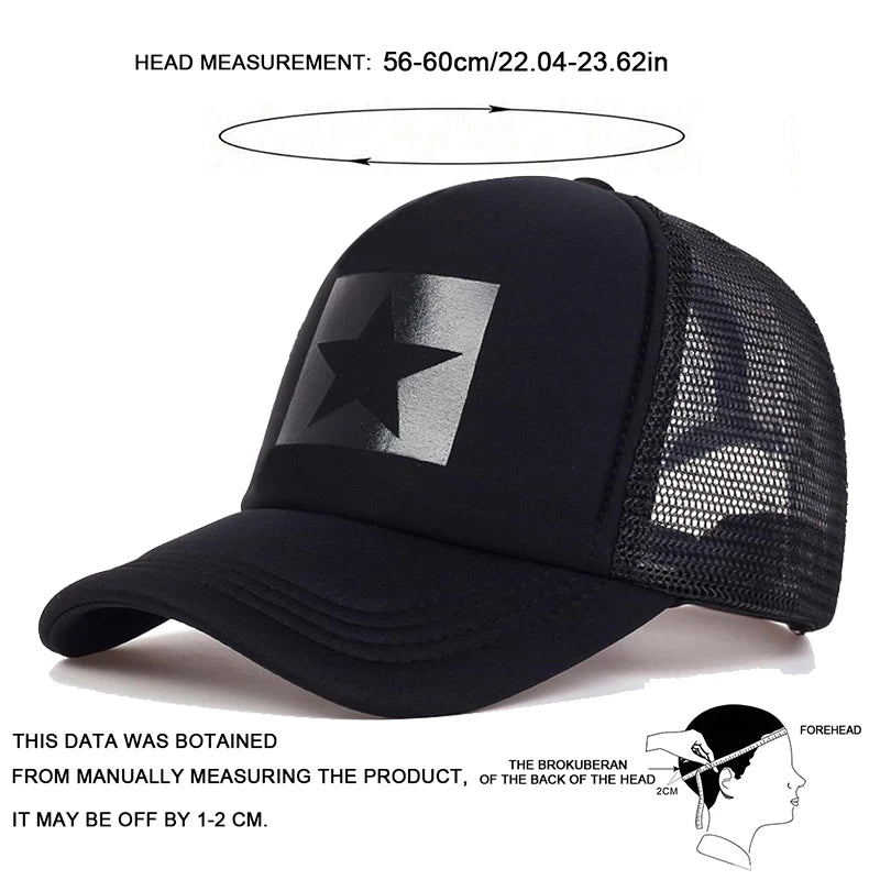 Five-Pointed Star Printed Baseball Net Caps Spring Summer Outdoor Adjustable Casual Hats Sunscreen