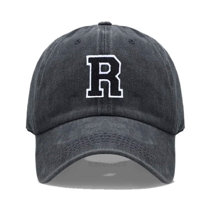Initial Letter A-Z Embroider Baseball Cap Men Womne Washed Cotton Dad Hat Team Sport Visors Snapback