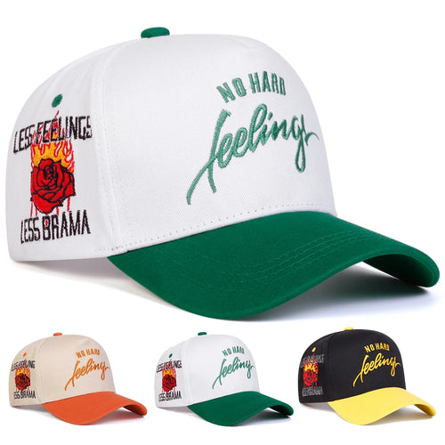Unisex No Hard Embroidery Side Rose Baseball Caps Spring Autumn Outdoor Adjustable Casual Hats