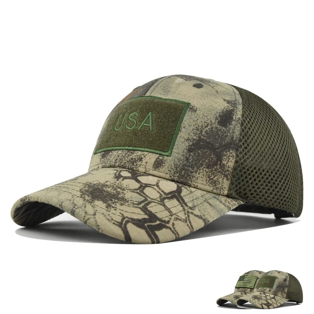 Adjustable Snapback Mesh Baseball Cap Outdoor Sports Breathable Sun Protection Hat Camouflage