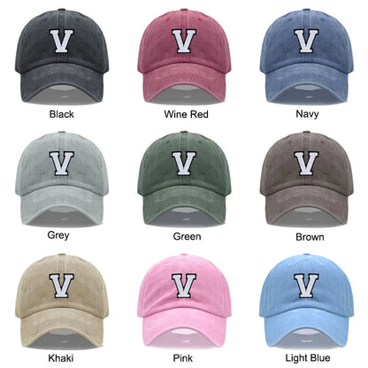 Initial Letter A-Z Embroidery Baseball Cap Men Womne Washed Cotton Dad Hats Team Sport Visors
