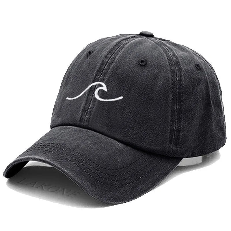 Men S Baseball Cap Women Washed Cotton Waves Embroidery Dad Hat Sport Golf Caps Man Sun Hats