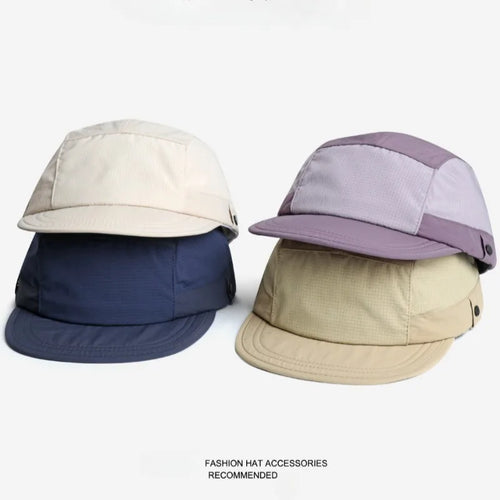 Japanese Color Matching Short Brim Baseball Caps Can Wear Glasses Men Women Summer Lightweight Sun